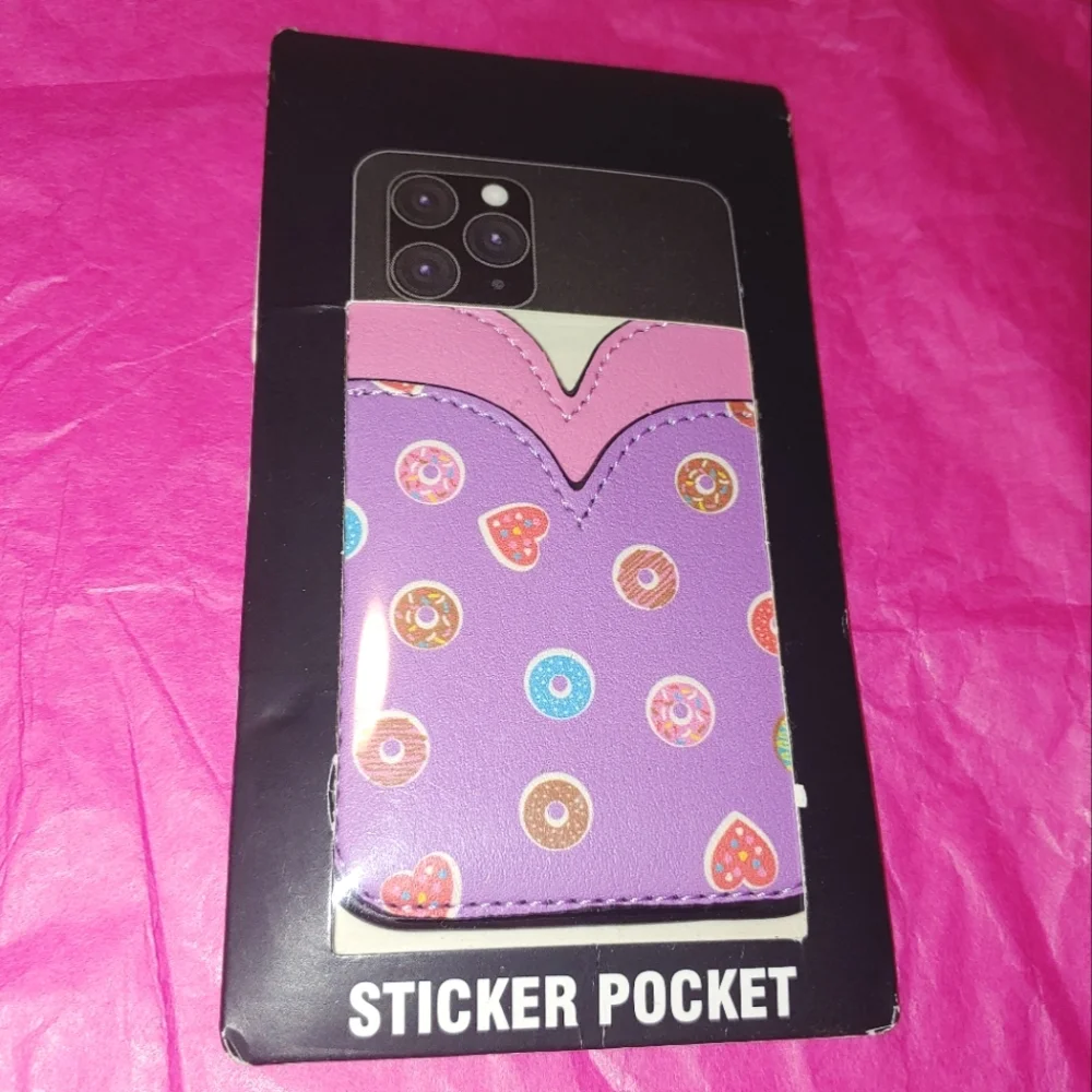 $4 Pink & Purple Doughnuts Cell Phone Sticker Pocket Wallet